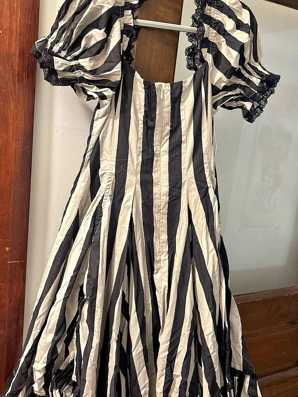 Selkie The Buccaneer Cinema Dress Striped Midi Black & White - Picture 5 of 9